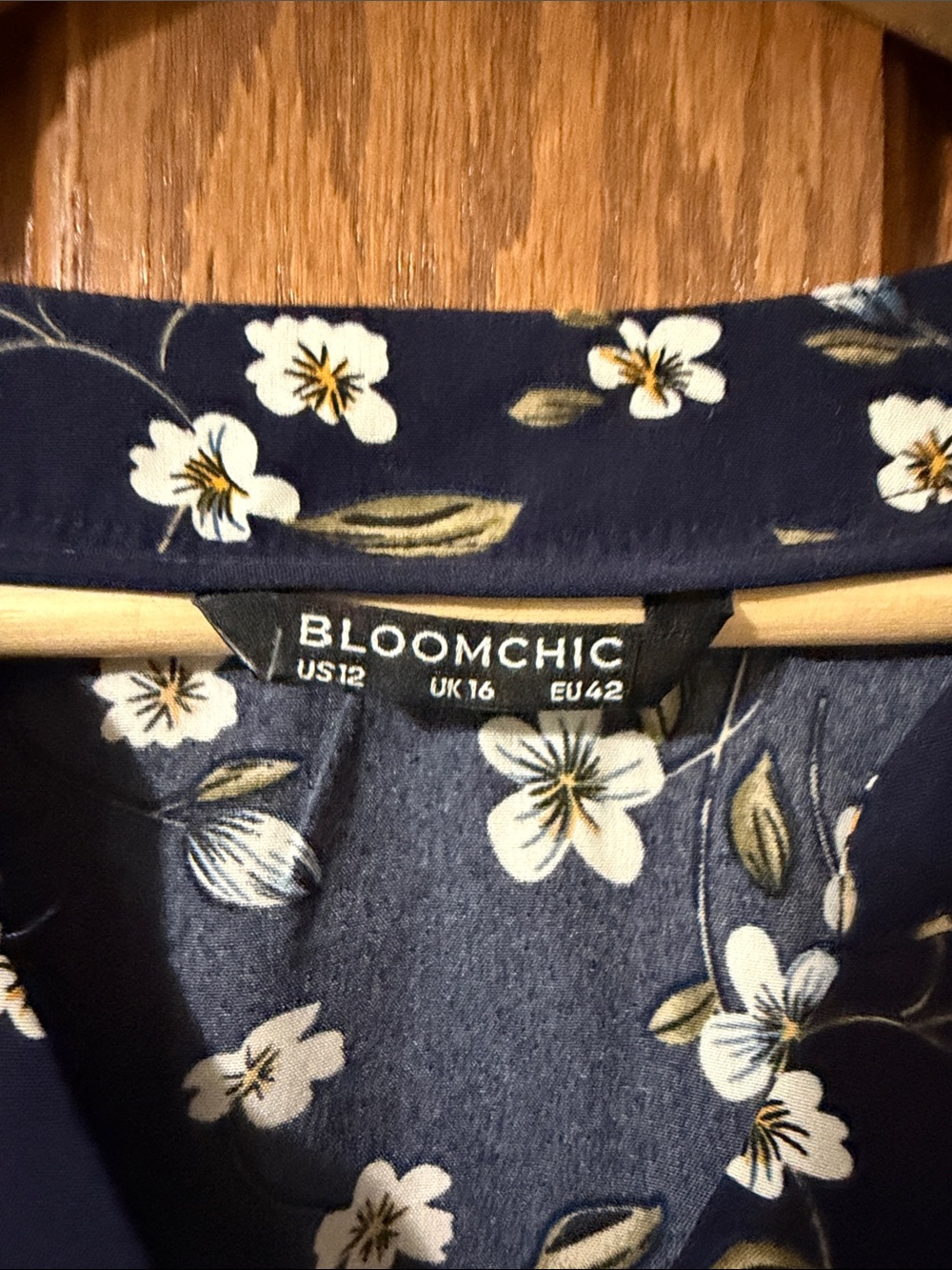 BloomChic Navy Floral Ruffle-Sleeve Blouse - Picture 2 of 3